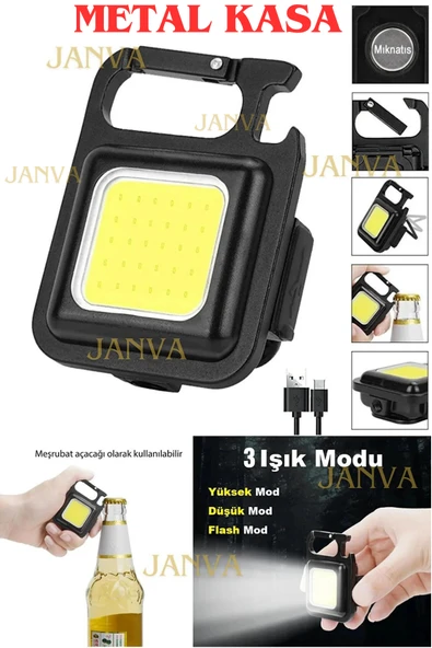 Janva Şarj Edilebilir Led, Anahtarlık El Feneri, Mıknatıslı, Kamp Aydınlatma 800mah ürün görseli 1