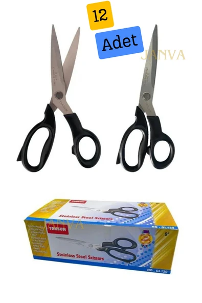 Janva 12 Adet Taksun Model Gl120 Terzi Kumaş Makası 23cm 9inç Makas Kaliteli Orijinal Kumaş Kot Paça Keser ürün görseli 1