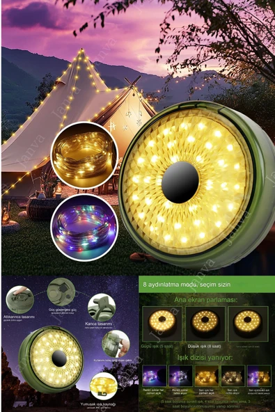 Janva Rgb Şarjlı 8.1x80 Led Kamp Lambası Işıldak Fener Dekor Yıl Başı Süsü Perde Peri Şerit Makaralı ürün görseli 1