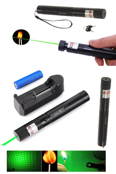 SHAVER Şarjlı Turbo Yeşil Lazer Pointer Kibrit Yakabilen 15000 Mv Güç ürün görseli 1