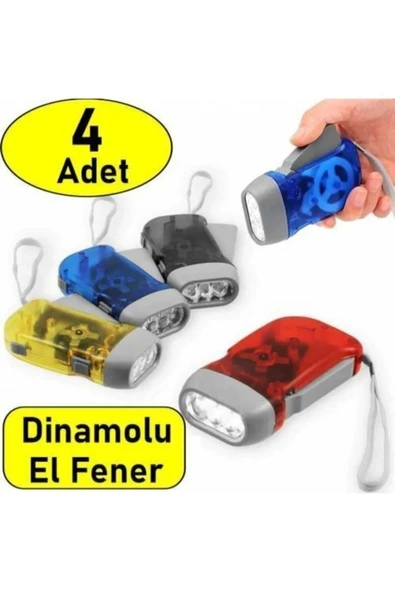 Janva 4 Adet Tüm Aileye Deprem Için Pilsiz Dinamolu 3 Ledli El Feneri Deprem Feneri Pilsiz ürün görseli 1