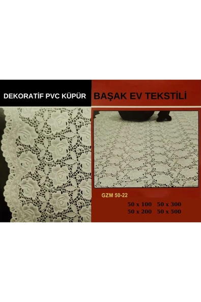 Pvc Küpür Dantel Raf ve Dolap Örtüsü Runner Beyaz ürün görseli 1