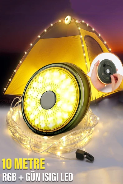 EXENAR Kamp LED Işık Rgb + Günışığı Renk Dekoratif USB Şarjlı Işık Led Lamba 10M Makaralı ürün görseli 1