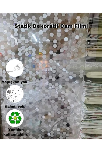 Cam Filmi Kaplama Statik Folyo  Buzlu Desenli Duşa Kabin Pencere Ofis Dekorasyon ürün görseli 1