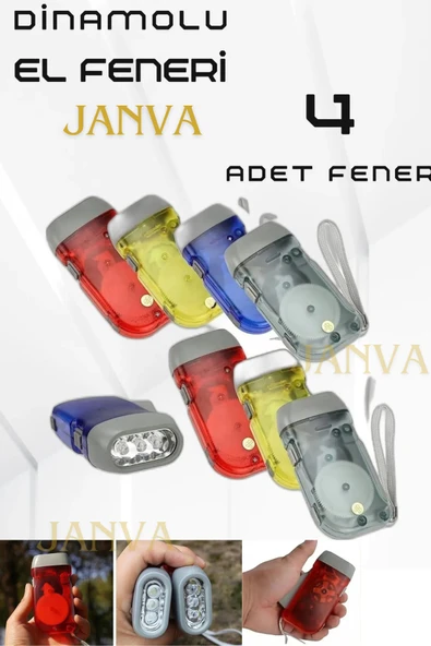 Janva 4 Adet Tüm Aileye Deprem Için Pilsiz Dinamolu 3 Ledli El Feneri Deprem Feneri Pilsiz Acil Durum ürün görseli 1