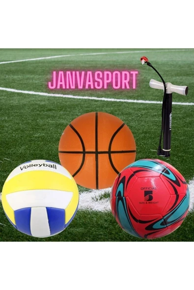 Janva Çocuk Yetişkin Futbol Topu Voleybol Topu Basketbol Topu Seti Pompa Top Iğnesi ürün görseli 1