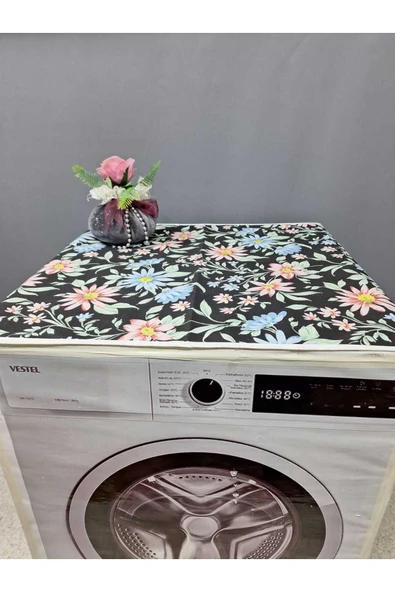 SİYAH DESENLİ DUCK KUMAŞ ÇAMAŞIR VE KURUTMA MAKİNESİ ÖRTÜSÜ 120X60CM ürün görseli 1