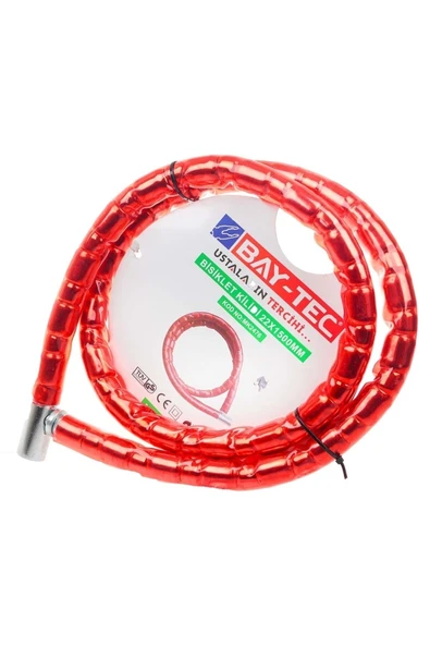 Baytec Motor Motosiklet Kilidi Yaylı Kilit 150 cm - Kırmızı Renk - Bay Tec Mk2476 ürün görseli 1