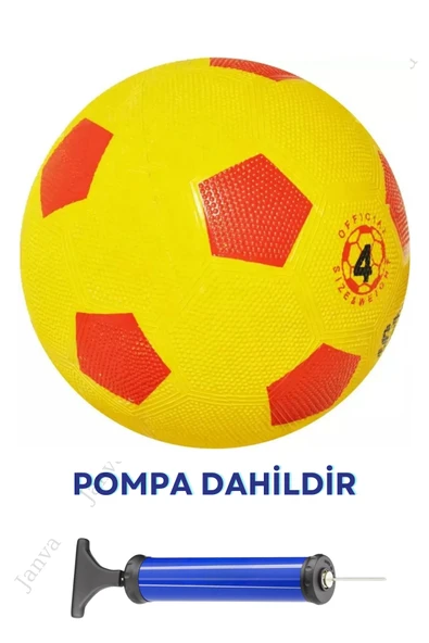 Janva Sarı Kırmızı Maç Topu Futbol Topu Kauçuk + Pompa + Şişirme Iğnesi ürün görseli 1