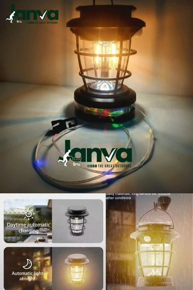 Janva Çadır Işığı Askı Aparatlı Kamp Lambası Şarjlı 5 Modlu Kancalı Lamba Powerbank Özellikli Deprem Işığı ürün görseli 1