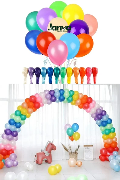 Janva Büyük Boy 12 İnç Parlak Metalik Balon Parti Doğum Günü Gösteri 100 adet ürün görseli 1