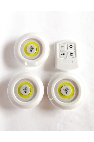 Modauyum Uzaktan Kumandalı Yapışkanlı Power Led Spot Lamba (3 Adet) ürün görseli 1