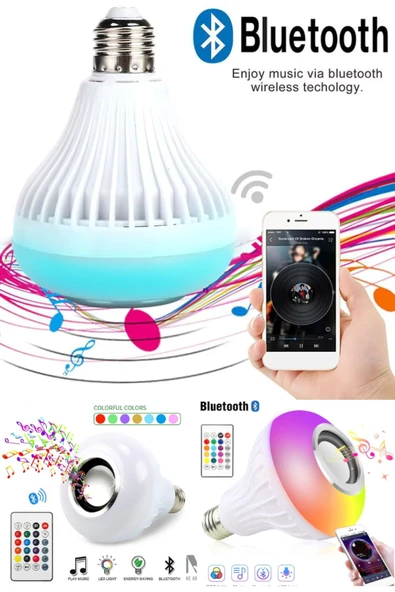 Janva Kumandalı Bluetooth Hoparlörlü Akıllı Rgb Ledli Ampül Müzikli Ampül Ses Bombası ürün görseli 1