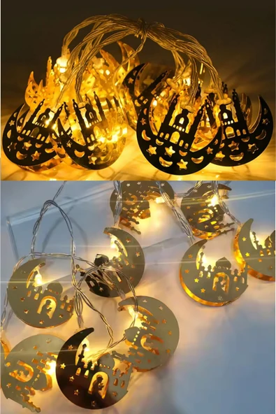 Ramazan Ayına Özel Karışık Figürlü Metal LED Işıklar  Süsleme Işığı Gün Işığı ürün görseli 1