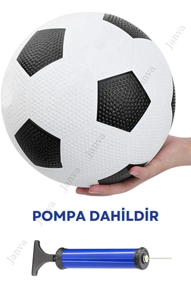 Janva Siyah Beyaz Maç Topu Futbol Topu Kauçuk + Pompa + Şişirme Iğnesi ürün görseli 1