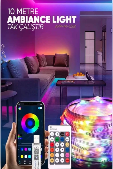 xsir Tv Arkası 10 Metre Bluetooth Telefon Kontrollü Smart Şerit Led Kumandalı Led Işık ürün görseli 1