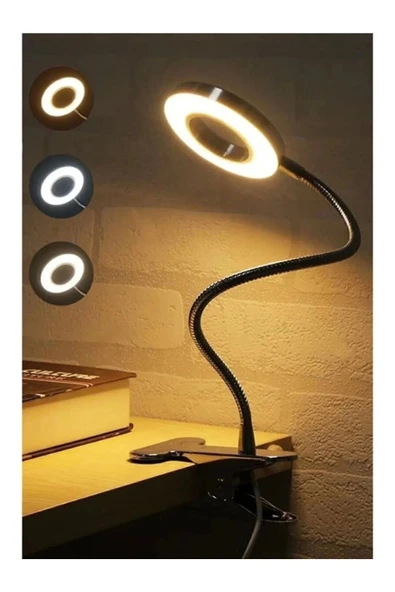 xsir Mandallı Led Çalışma Okuma Işığı Ayarlanabilir Işık 3 Renk Masa Gece Lambası Telefon Tutucu Hediyeli ürün görseli 1