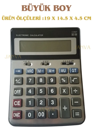 Janva 12 Haneli Finansal İşletmelere Özel Pratik Ergonomik Tuşlu Hesap Makinesi Uzun Ömürlü Kullanım ürün görseli 1