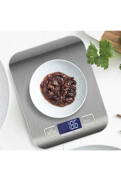 Janva Lüx Dijital Mutfak Terazisi 5 Kg 1 gr Hassas Paslanmaz Çelik Pil Hediyeli ürün görseli 1