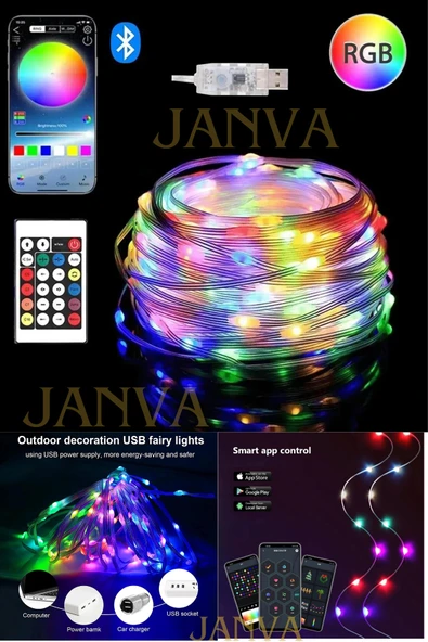 Janva Usb Uygulamadan Sese Duyarlı 9.9 Metre Rgb Yılbaşı Ledi Kumandalı Led Çam Ağacı Kayar Led Tv Arkası ürün görseli 1
