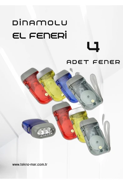4 Adet Tüm Aileye Deprem Için Pilsiz Dinamolu 3 Ledli El Feneri Deprem Feneri Pilsiz Fener Karışık ürün görseli 1