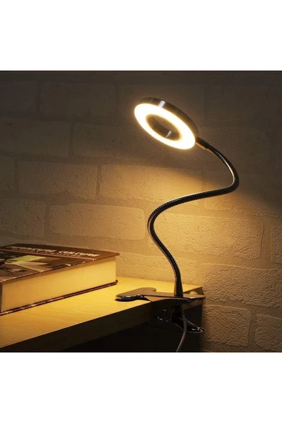 Mandallı Akrobatik Led Çalışma Okuma Işığı Flex Ayarlanabilir Işık 3 Renk Işık Masa Gece Lambası ürün görseli 1