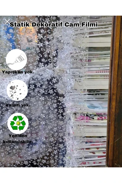 Cam Filmi Kaplama Statik Folyo  Buzlu Desenli Duşa Kabin Pencere Ofis Dekorasyon ürün görseli 1