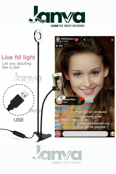Janva Youtuber Light Stüdyo Işığı Akrobat Selfie Led Masa Lambası Tripod video çekme standı ürün görseli 1