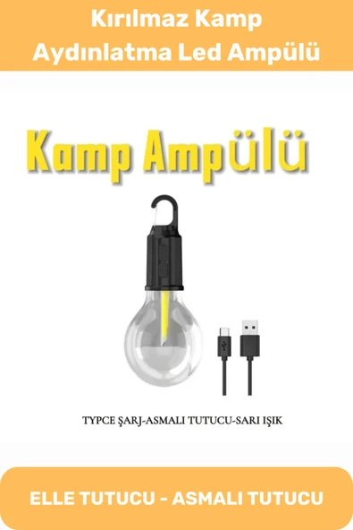 şarjlı LED Ampulü 3 Modlu Su Geçirmez Taşınabilir Kablosuz Kırılmaz Kamp Çadır Aydınlatma ürün görseli 1