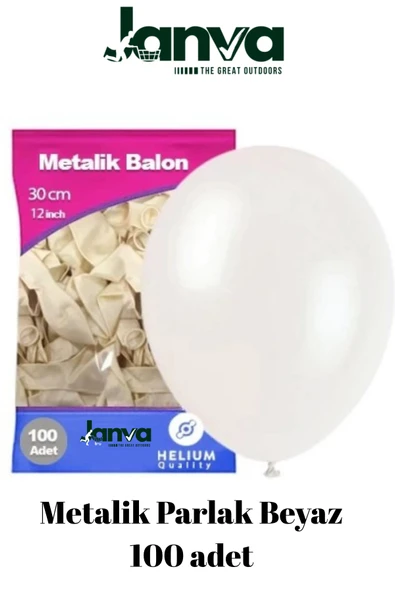Janva Büyük Boy 12 İnç Parlak Metalik Balon Parti Doğum Günü Gösteri 100 adet ürün görseli 1