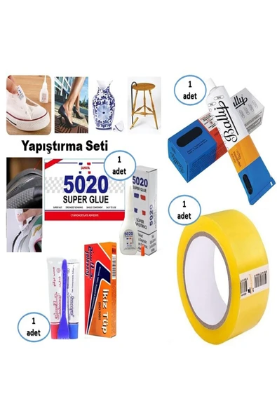 Janva Yapıştırıcı Seti (1 Adet 502 1 Adet Koli Bantı 1 Adet Bali 1 Adet Ikiz Tüp) ürün görseli 1