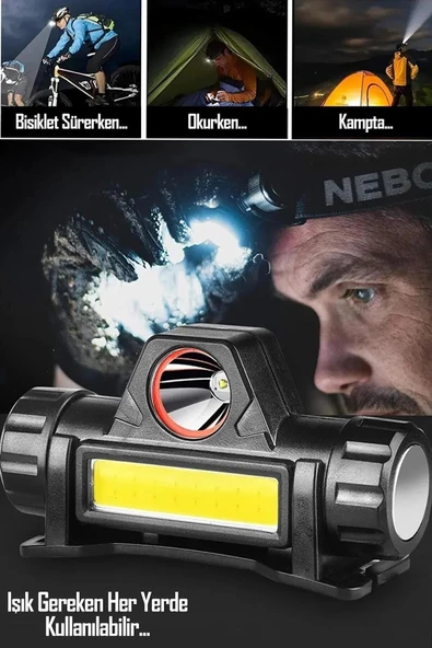 Janva 1200 Lümen Cob Led Şarjlı Kafa Lambası Şarjlı Kafa Feneri 1200 Lümen Cob Led Işıldak ürün görseli 1