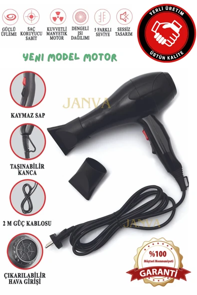 Janva Turbo W-4200 Professional Ac Motor Saç Kurutma Fön Makinesi + 2 Fön Başlığı ürün görseli 1