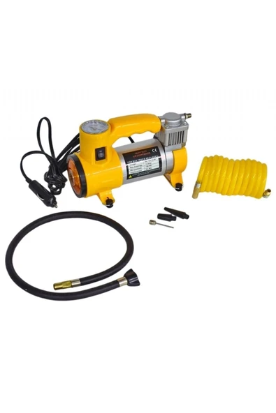 sezer oto elektrik Metal Gövdeli Sarı Işıklı Mini Oto Araç Hava Kompresörü 12v ürün görseli 1