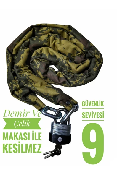 Vi Caro Strong Grade 10 mm 3 metre  Kesilmez motorsiklet Zincir Kilit Motor Kilidi  Motorsiklet Kilidi ürün görseli 1