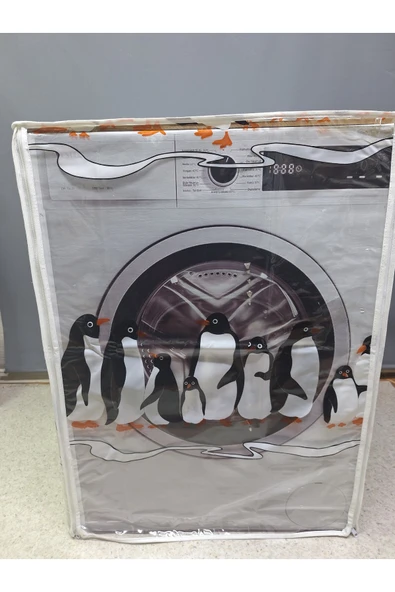 Fermuarlı Çamaşır ve Kurutma Makinesi Örtüsü [Penguen desenli] ürün görseli 1