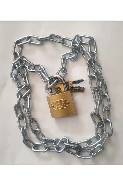 KOLUMAN Yeni 100cm Zincirli Kilit 32mm Asma Kilit 3 Yedekli 3mm Zincir ürün görseli 1
