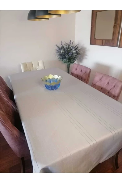 Gri Dertsiz Leke ve Kir Tutmayan Kumaş Masa Örtüsü ürün görseli 1
