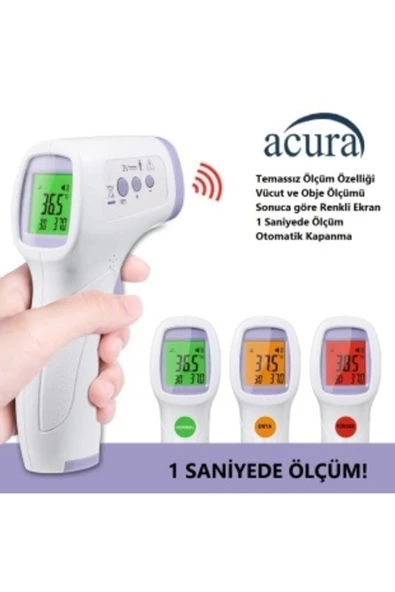 Temassız Kızılötesi Ateş Ölçer Renkli Ekranlı, Nesne Ve Vücut Ölçer Ac-9270 ürün görseli 1