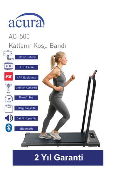Acura AC-500 Bluetoothlu, Hoparlörlü, Uzaktan Kumandalı Katlanır Koşu Bandı ürün görseli 1