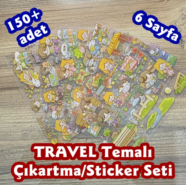 Sticker/Çıkartma Seti, Travel Temalı, 150+ Adet, 6 Sayfa ürün görseli 1