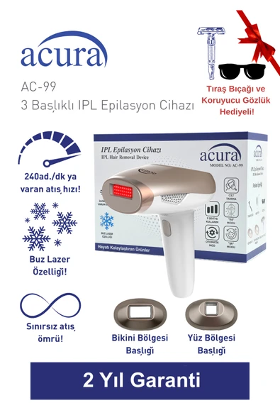 AC-99 Ultra Hızlı, 2 Başlıklı Sınırsız Atışlı Buz Lazer IPL Lazer Epilasyon Cihazı ürün görseli 1