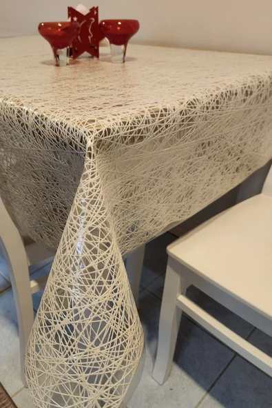 Krem Ithal Pvc Muşamba - Desenli Silinebilir Masa Örtüsü ürün görseli 1
