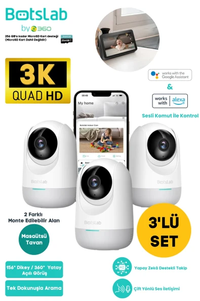 +360 Botslab 2C Pro Smart Camera SET - 3K / Tek Tuşla Sesli Arama / 360 Akıllı Güvenlik Kamerası - C222 ürün görseli 1