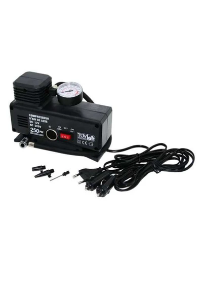 Janva 220 Volt-12 Volt 250 Psi Psi Kompresör Lastik Hava Şişirme Oto Pompası Fişli Çakmaklıklı ürün görseli 1