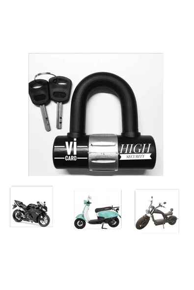 Vi Caro 781mv 12x11 Cm Boy 16mm Çapında Motosiklet Disk Kilidi Kelepçeli Çelik U-bar ürün görseli 1