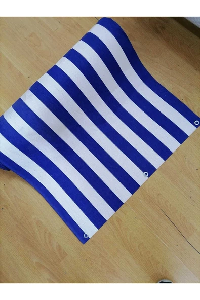 75x100cm Mavi Beyaz Çizğili Kumaş Balkon Brandası ürün görseli 1
