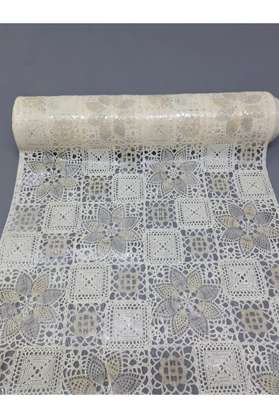 PVC KÜPÜR DANTEL RAF VE DOLAP ÖRTÜSÜ RUNNER  (KREM) ürün görseli 1