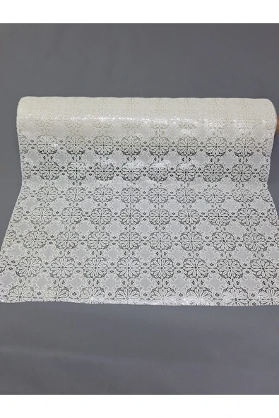 PVC KÜPÜR DANTEL RAF VE DOLAP ÖRTÜSÜ RUNNER  (BEYAZ ) ürün görseli 1