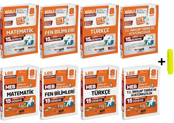 Gizli Lgs Meb Çıkmış ve Örnek Sorular Ve Deneme Matematik Fen Türkçe İnkılap Seti 8 Kitap ürün görseli 1